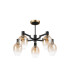Worcester 70cm Swing Arm Semi Ceiling 5 Light E14 Brass/Satin Black/Amber Fade Wine Glass Glass-5