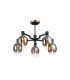 Worcester 70cm Swing Arm Semi Ceiling 5 Light E14 Brass/Satin Black/Smoke Fade Wine Glass Glass-1