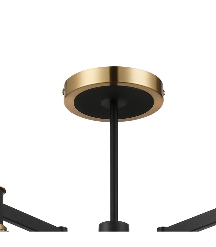 Worcester 70cm Swing Arm Semi Ceiling 5 Light E14 Brass/Satin Black/Smoke Fade Wine Glass Glass-6