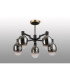 Worcester 70cm Swing Arm Semi Ceiling 5 Light E14 Brass/Satin Black/Smoke Fade Wine Glass Glass-9