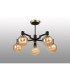 Worcester 71cm Swing Arm Semi Ceiling 5 Light E14 Brass/Satin Black/Amber Plated Round Segment Glass-3