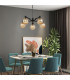 Worcester 71cm Swing Arm Semi Ceiling 5 Light E14 Brass/Satin Black/Amber Plated Round Segment Glass-4
