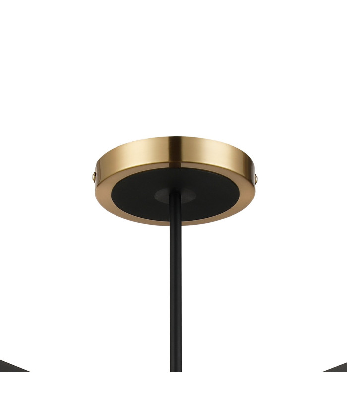 Worcester 71cm Swing Arm Semi Ceiling 5 Light E14 Brass/Satin Black/Amber Plated Round Segment Glass-6