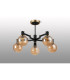 Worcester 71cm Swing Arm Semi Ceiling 5 Light E14 Brass/Satin Black/Amber Plated Round Segment Glass-10
