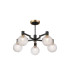 Worcester 71cm Swing Arm Semi Ceiling 5 Light E14 Brass/Satin Black/Clear Round Textured Diamond Pattern Glass-1