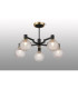 Worcester 71cm Swing Arm Semi Ceiling 5 Light E14 Brass/Satin Black/Clear Round Textured Diamond Pattern Glass-3