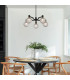 Worcester 71cm Swing Arm Semi Ceiling 5 Light E14 Brass/Satin Black/Clear Round Textured Diamond Pattern Glass-4