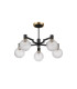 Worcester 71cm Swing Arm Semi Ceiling 5 Light E14 Brass/Satin Black/Clear Round Textured Diamond Pattern Glass-5