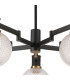 Worcester 71cm Swing Arm Semi Ceiling 5 Light E14 Brass/Satin Black/Clear Round Textured Diamond Pattern Glass-7