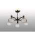 Worcester 71cm Swing Arm Semi Ceiling 5 Light E14 Brass/Satin Black/Clear Round Textured Diamond Pattern Glass-10