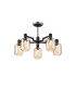 Worcester 69cm Swing Arm Semi Ceiling 5 Light E14 Satin Nickel/Satin Black/Amber Striped Cylinder Glass-1