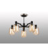 Worcester 69cm Swing Arm Semi Ceiling 5 Light E14 Satin Nickel/Satin Black/Amber Striped Cylinder Glass-3
