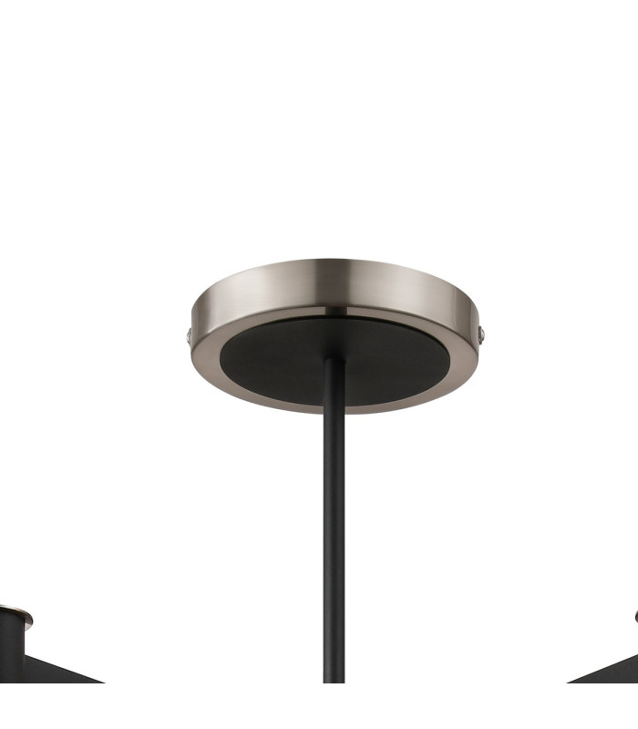 Worcester 69cm Swing Arm Semi Ceiling 5 Light E14 Satin Nickel/Satin Black/Amber Striped Cylinder Glass-5