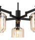 Worcester 69cm Swing Arm Semi Ceiling 5 Light E14 Satin Nickel/Satin Black/Amber Striped Cylinder Glass-6