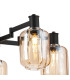 Worcester 69cm Swing Arm Semi Ceiling 5 Light E14 Satin Nickel/Satin Black/Amber Striped Cylinder Glass-7