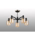 Worcester 69cm Swing Arm Semi Ceiling 5 Light E14 Satin Nickel/Satin Black/Amber Striped Cylinder Glass-9