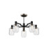 Worcester 69cm Swing Arm Semi Ceiling 5 Light E14 Satin Nickel/Satin Black/Clear Striped Cylinder Glass-1