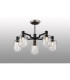 Worcester 69cm Swing Arm Semi Ceiling 5 Light E14 Satin Nickel/Satin Black/Clear Striped Cylinder Glass-3