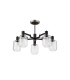 Worcester 69cm Swing Arm Semi Ceiling 5 Light E14 Satin Nickel/Satin Black/Clear Striped Cylinder Glass-4