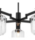 Worcester 69cm Swing Arm Semi Ceiling 5 Light E14 Satin Nickel/Satin Black/Clear Striped Cylinder Glass-6
