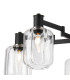 Worcester 69cm Swing Arm Semi Ceiling 5 Light E14 Satin Nickel/Satin Black/Clear Striped Cylinder Glass-7