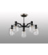 Worcester 69cm Swing Arm Semi Ceiling 5 Light E14 Satin Nickel/Satin Black/Clear Striped Cylinder Glass-9