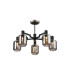 Worcester 69cm Swing Arm Semi Ceiling 5 Light E14 Satin Nickel/Satin Black/Smoke Striped Cylinder Glass-1