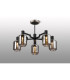 Worcester 69cm Swing Arm Semi Ceiling 5 Light E14 Satin Nickel/Satin Black/Smoke Striped Cylinder Glass-3
