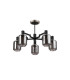 Worcester 69cm Swing Arm Semi Ceiling 5 Light E14 Satin Nickel/Satin Black/Smoke Striped Cylinder Glass-4