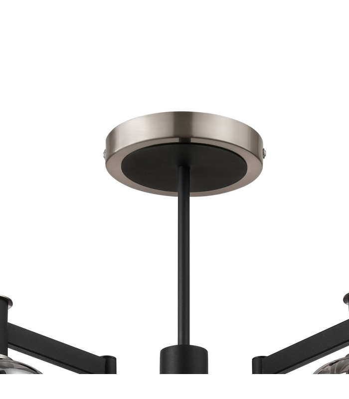 Worcester 69cm Swing Arm Semi Ceiling 5 Light E14 Satin Nickel/Satin Black/Smoke Striped Cylinder Glass-5