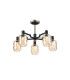 Worcester 69cm Swing Arm Semi Ceiling 5 Light E14 Satin Nickel/Satin Black/Amber Twisted Cylinder Glass-1