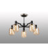 Worcester 69cm Swing Arm Semi Ceiling 5 Light E14 Satin Nickel/Satin Black/Amber Twisted Cylinder Glass-3