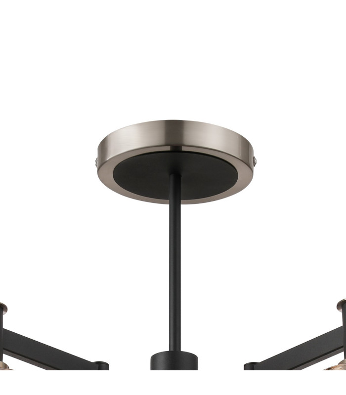 Worcester 69cm Swing Arm Semi Ceiling 5 Light E14 Satin Nickel/Satin Black/Amber Twisted Cylinder Glass-5
