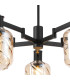 Worcester 69cm Swing Arm Semi Ceiling 5 Light E14 Satin Nickel/Satin Black/Amber Twisted Cylinder Glass-6