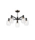 Worcester 69cm Swing Arm Semi Ceiling 5 Light E14 Satin Nickel/Satin Black/Clear Twisted Cylinder Glass-1