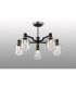 Worcester 69cm Swing Arm Semi Ceiling 5 Light E14 Satin Nickel/Satin Black/Clear Twisted Cylinder Glass-3