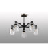 Worcester 69cm Swing Arm Semi Ceiling 5 Light E14 Satin Nickel/Satin Black/Clear Twisted Cylinder Glass-9