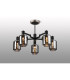 Worcester 69cm Swing Arm Semi Ceiling 5 Light E14 Satin Nickel/Satin Black/Smoke Twisted Cylinder Glass-3