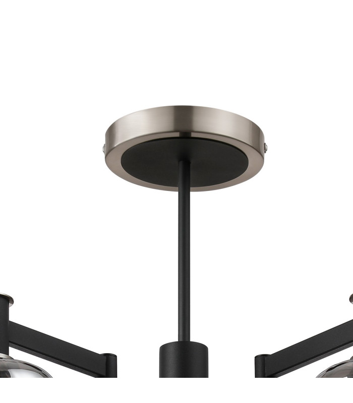 Worcester 69cm Swing Arm Semi Ceiling 5 Light E14 Satin Nickel/Satin Black/Smoke Twisted Cylinder Glass-5