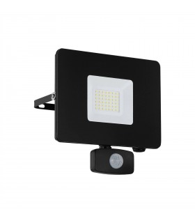 LED Outdoor Wall Flood Light with PIR Motion Sensor Black IP44 - 1