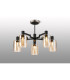 Worcester 68cm Swing Arm Semi Ceiling 5 Light E14 Satin Nickel/Satin Black/Amber Uniform Dimple Cylinder Glass-3