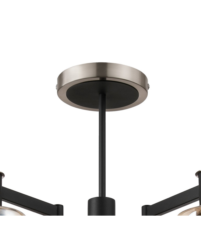 Worcester 68cm Swing Arm Semi Ceiling 5 Light E14 Satin Nickel/Satin Black/Amber Uniform Dimple Cylinder Glass-5