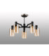 Worcester 68cm Swing Arm Semi Ceiling 5 Light E14 Satin Nickel/Satin Black/Amber Uniform Dimple Cylinder Glass-9