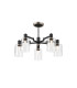 Worcester 68cm Swing Arm Semi Ceiling 5 Light E14 Satin Nickel/Satin Black/Clear Uniform Dimple Cylinder Glass-1