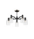 Worcester 68cm Swing Arm Semi Ceiling 5 Light E14 Satin Nickel/Satin Black/Clear Uniform Dimple Cylinder Glass-4