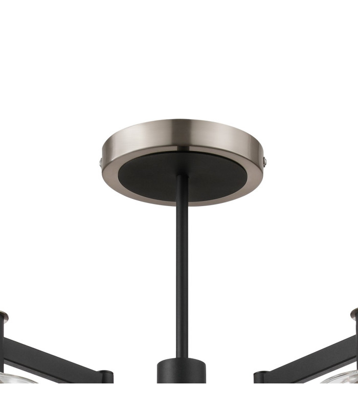 Worcester 68cm Swing Arm Semi Ceiling 5 Light E14 Satin Nickel/Satin Black/Clear Uniform Dimple Cylinder Glass-5