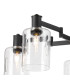 Worcester 68cm Swing Arm Semi Ceiling 5 Light E14 Satin Nickel/Satin Black/Clear Uniform Dimple Cylinder Glass-7