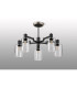 Worcester 68cm Swing Arm Semi Ceiling 5 Light E14 Satin Nickel/Satin Black/Clear Uniform Dimple Cylinder Glass-9