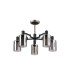 Worcester 68cm Swing Arm Semi Ceiling 5 Light E14 Satin Nickel/Satin Black/Smoke Uniform Dimple Cylinder Glass-4