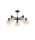 Worcester 70cm Swing Arm Semi Ceiling 5 Light E14 Satin Nickel/Satin Black/Amber Fade Wine Glass Glass-1